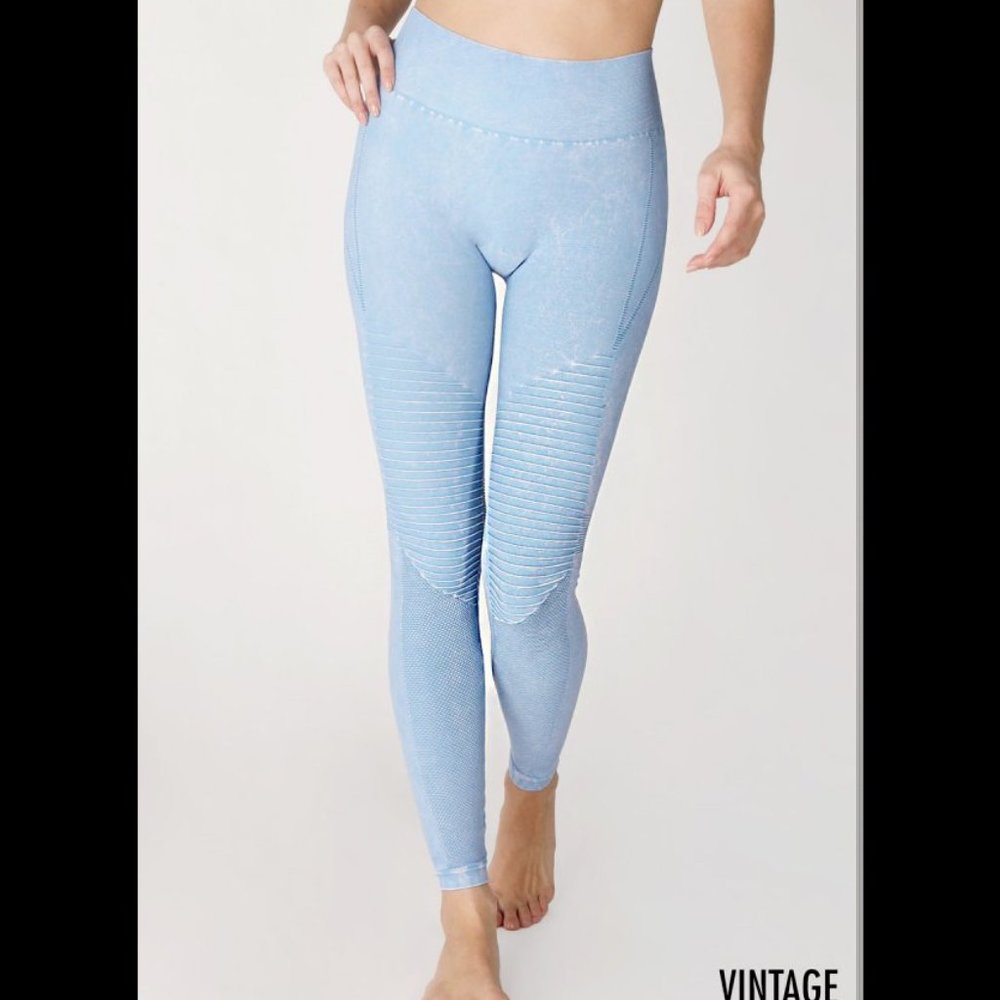 NEW Blue Sky Vintage Wash Moto Leggings